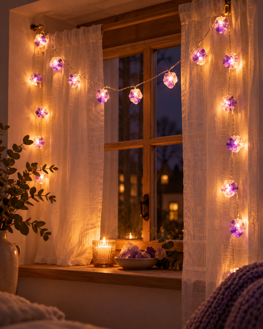 Luces de amatista para decorar el dormitorio