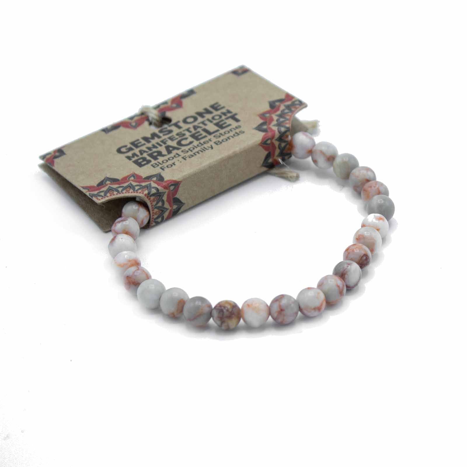 Pulsera de manifestación de piedras preciosas - Piedra de araña de sangre - Lazos familiares