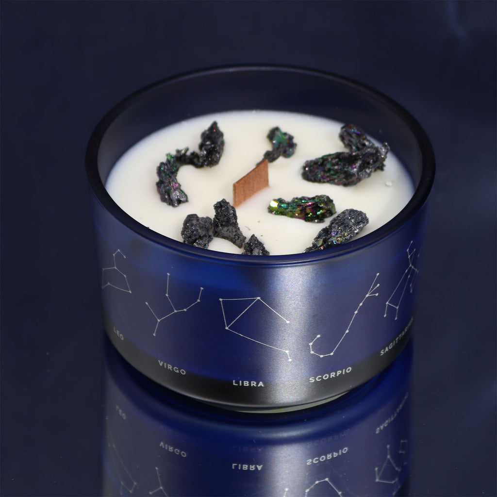 Vela de cristal del zodiaco con pulsera de piedras preciosas - Aquarious