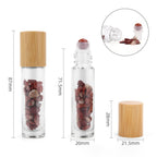Botella de rodillo de aceite esencial de piedras preciosas - Jaspe rojo - Tapa de madera