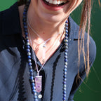 Colgante de Punto Clásico de Piedras Preciosas - Cuarzo Rosa