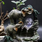 Fuente de agua de sobremesa - 30 cm - Familia de elefantes