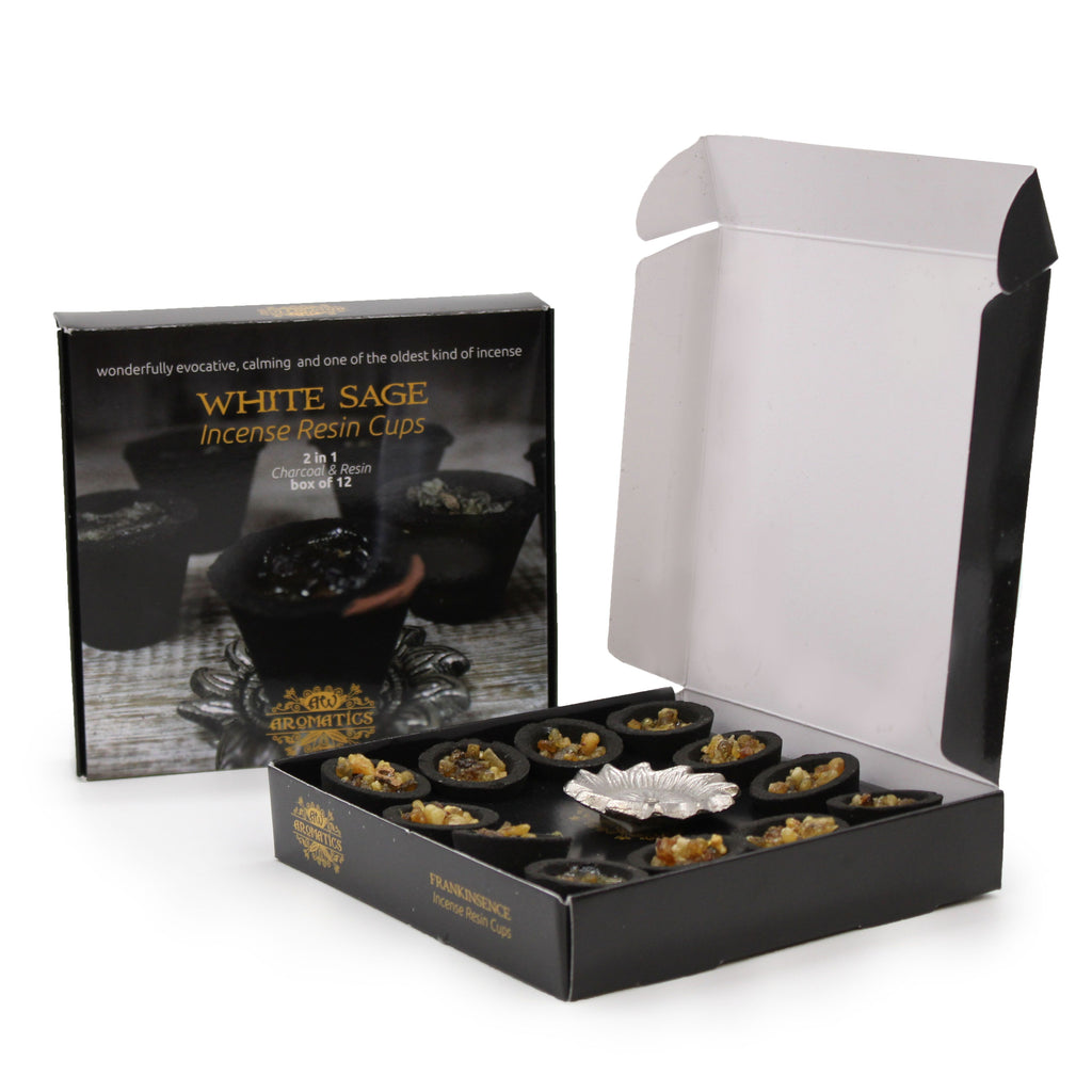 Caja de 12 copas de resina - salvia blanca