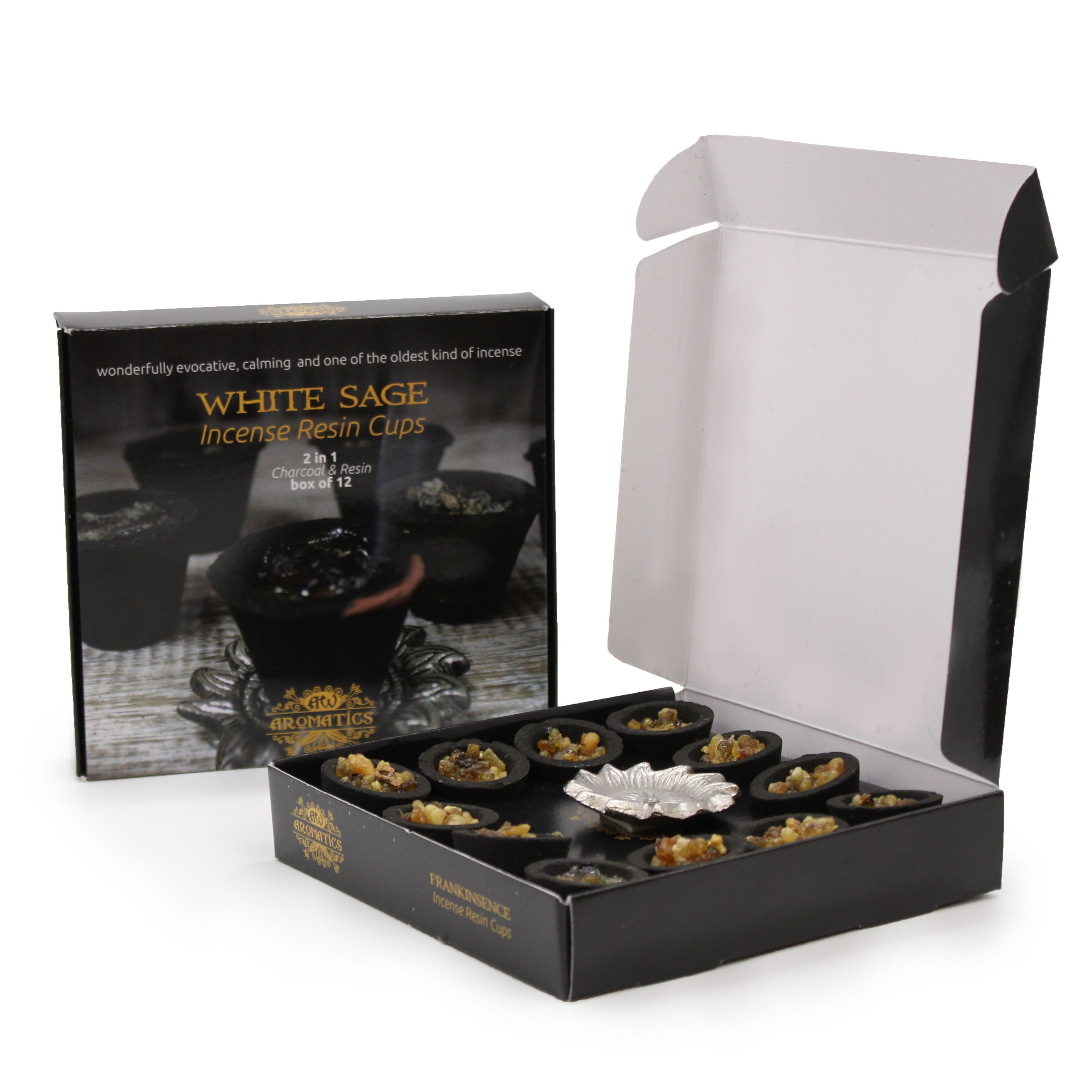 Caja de 12 copas de resina - salvia blanca